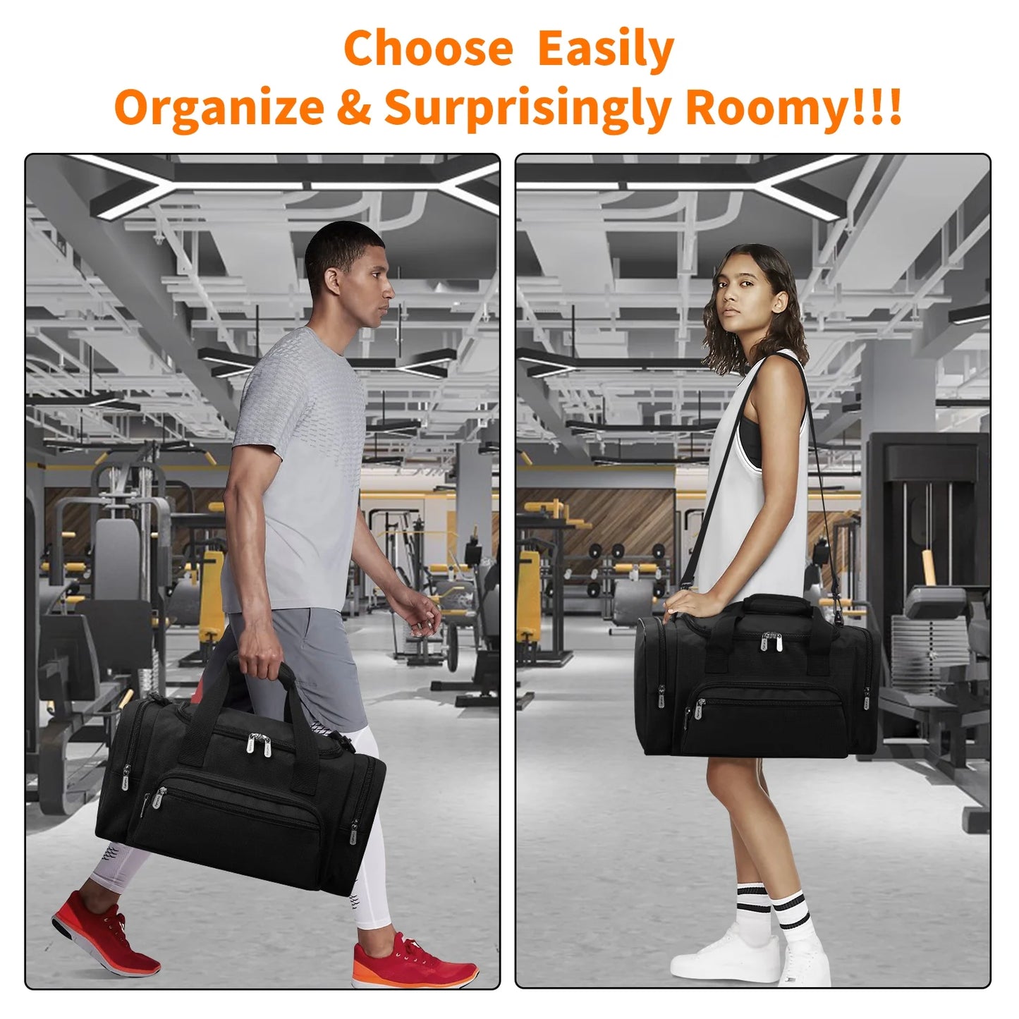 17-Inch Small Duffel Weekender Bag for Travel and Gym, Black