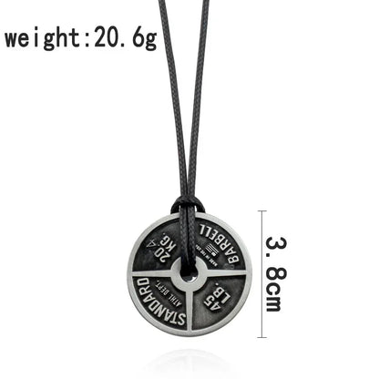 Vintage Punk Weightlifting Plates Barbell Dumbbell Pendant Necklace Fashion Trend Men Fitness Gym Sports Jewelry Gift