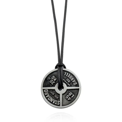 Vintage Punk Weightlifting Plates Barbell Dumbbell Pendant Necklace Fashion Trend Men Fitness Gym Sports Jewelry Gift