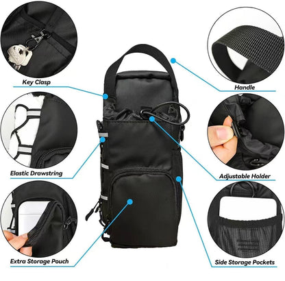 Magnetic Gym Bag with Water Bottle Holder for Men and Women - Black Fitness Gift